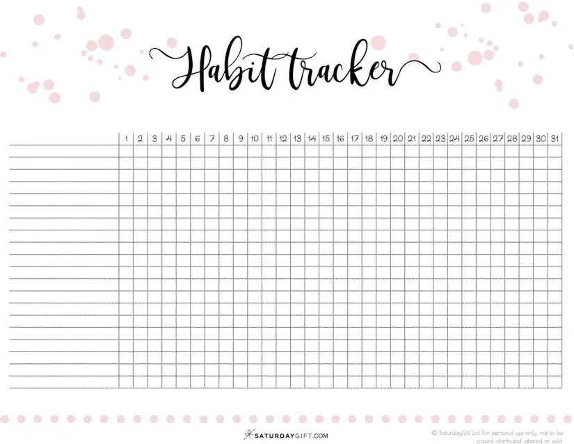 ideas to track in your habit tracker free printable