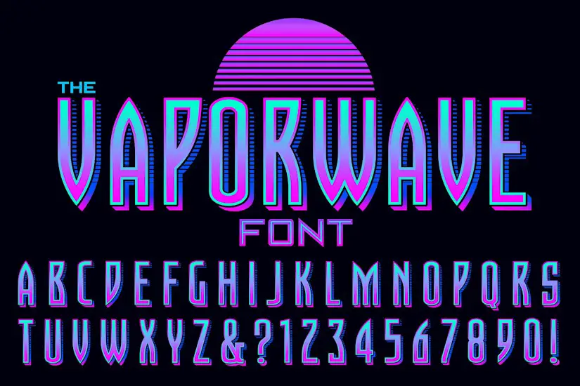 lettering design vaporwave font