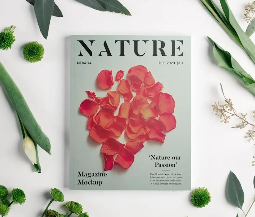 flowers free magazine mockup