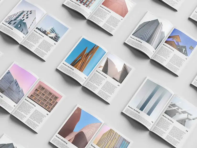 free magazine set mockup psd