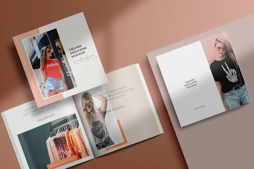 free square magazine mockup set psd