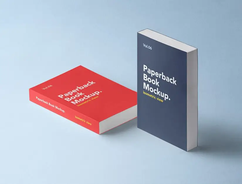 paperback psd book mockup isometric view