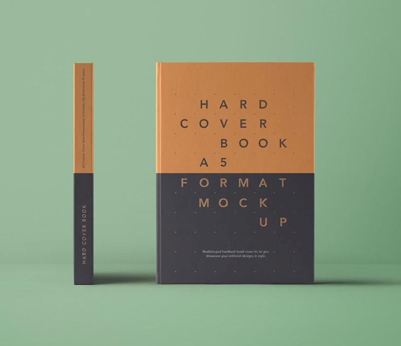 psd a5 hardcover book front view