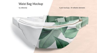 3 premium Waist Bag Mockup