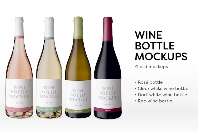 clean wine bottle mockups