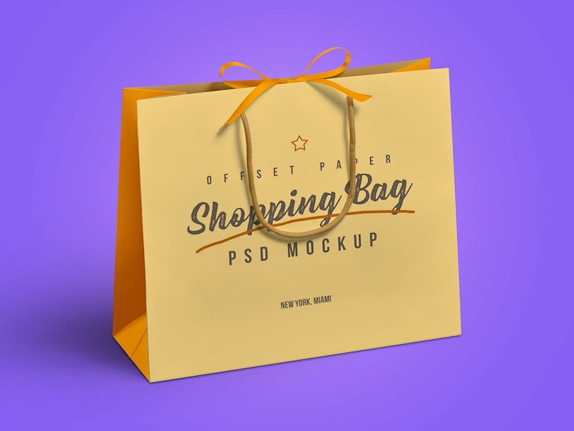 free grocery paper shopping bag mockup psd