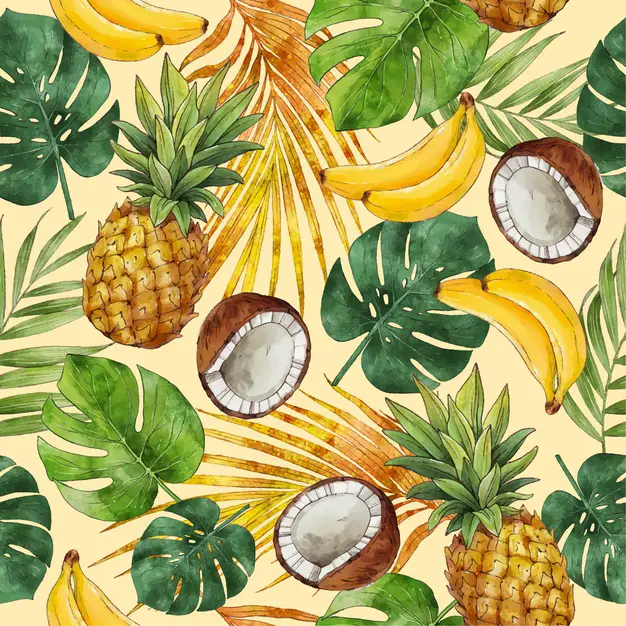 hand painted summer tropical pattern