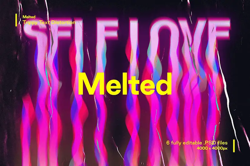 melted trippy text distortions