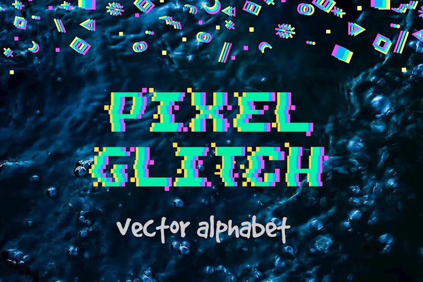 pixel glitch vector alphabet