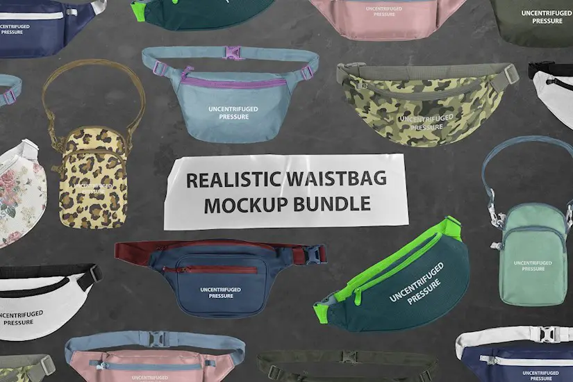 realistic waist bag mockup bundle