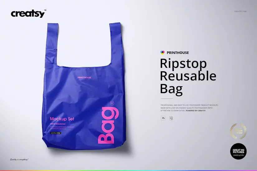 ripstop reusable bag mockup set