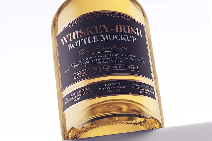 whiskey irish bottle mockup