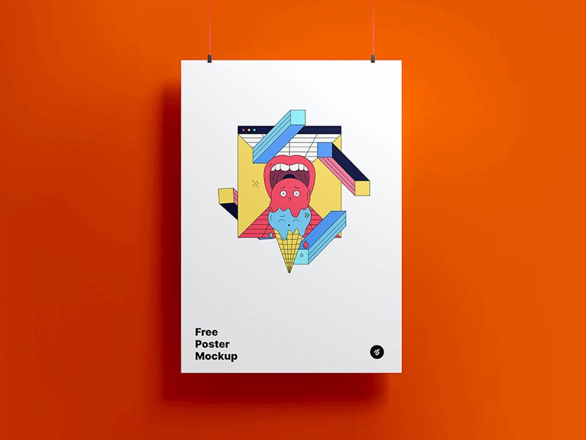 free hanging poster mockup