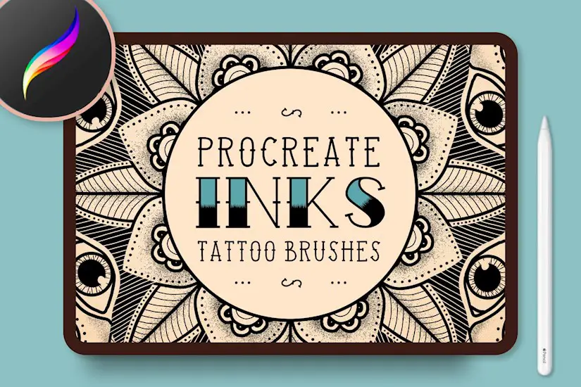 procreate inks tattoo brushes bundle