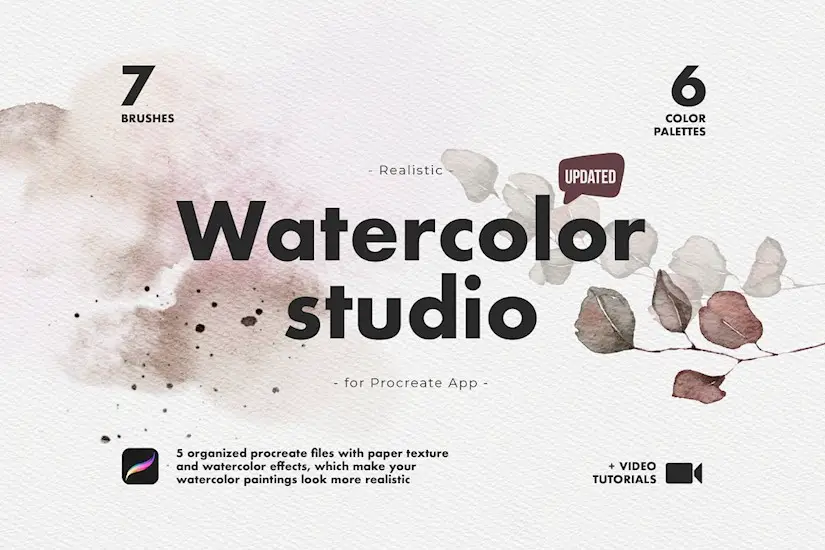 realistic procreate watercolor kit