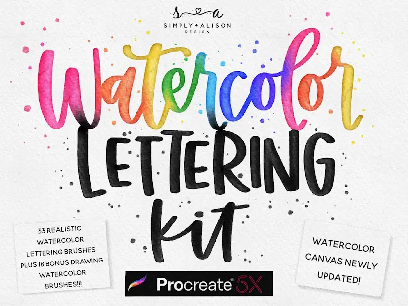 realistic watercolor lettering kit