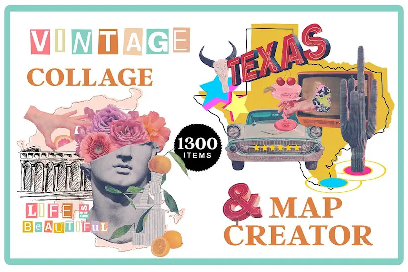 vintage collage and map creator