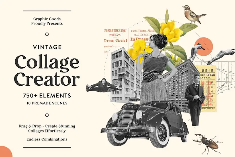 vintage collage creator 750 assets