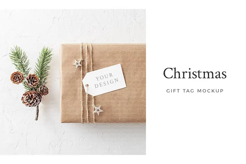 christmas gift tag mockup