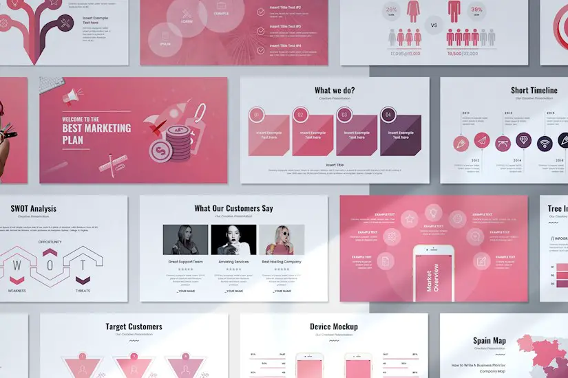 digital marketing plan pink google slides