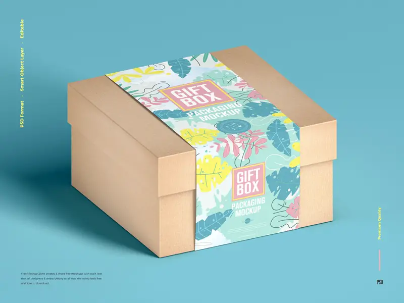 free craft gift box packaging mockup