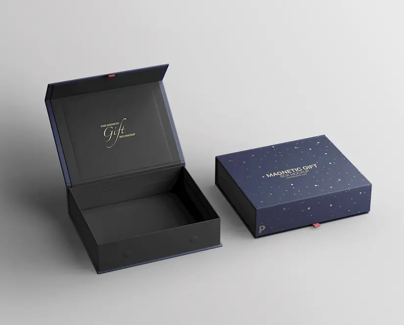 free magnetic gift box mockup