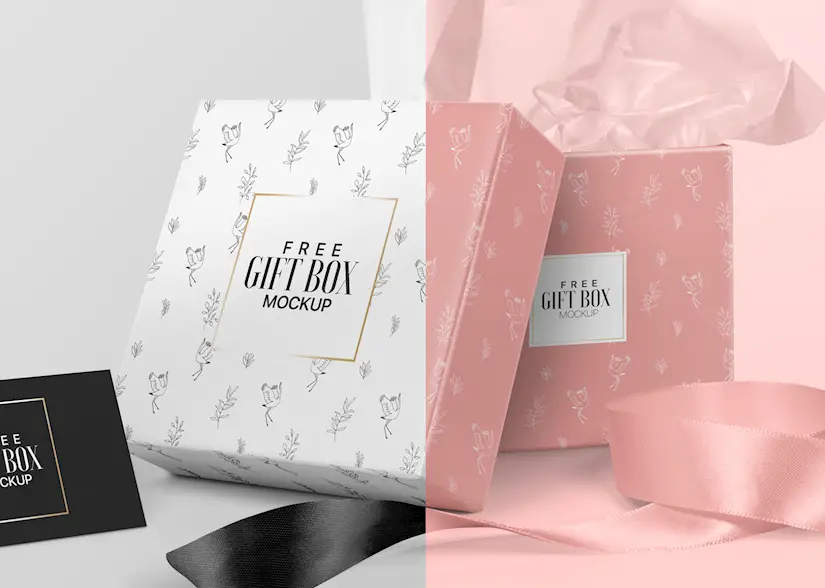 free square gift box mockup