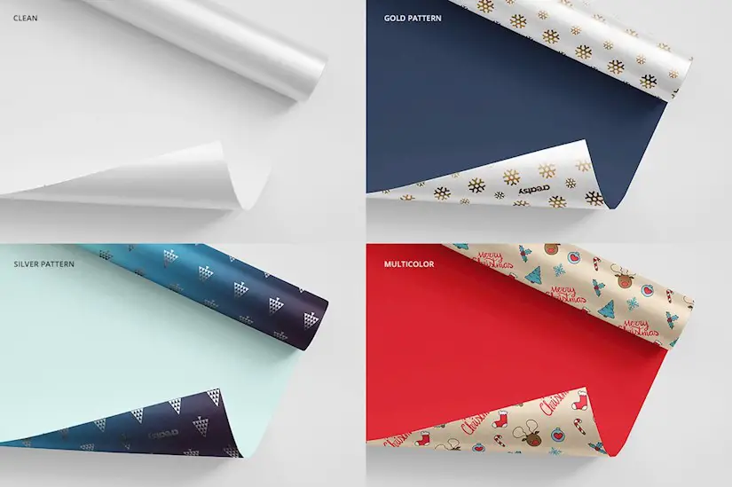gift wrapping paper mockup set