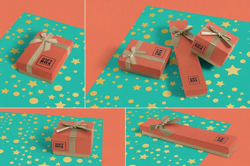 orange gift box mockups