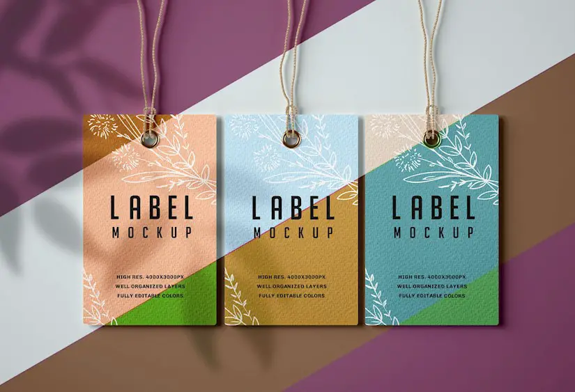 paper kraft label tag mockup set