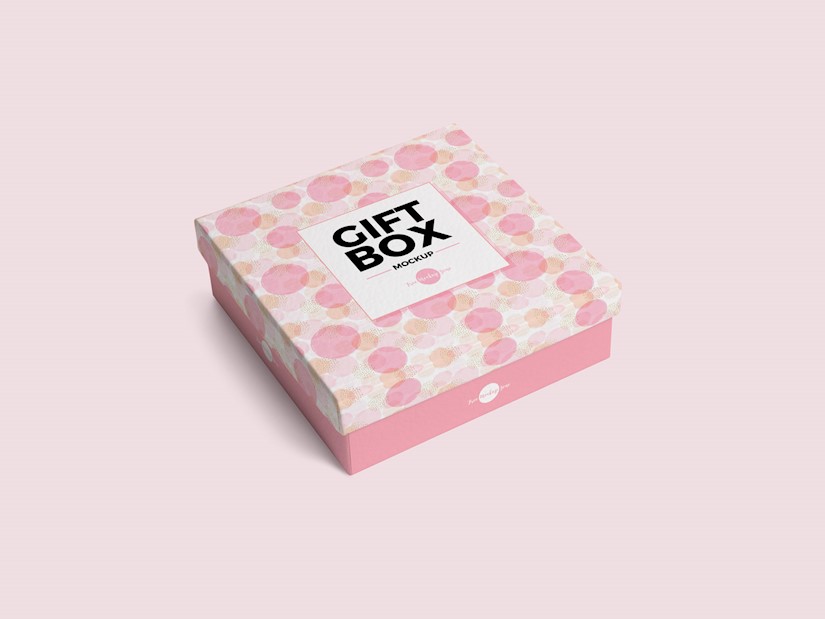 pink free gift box mockup psd