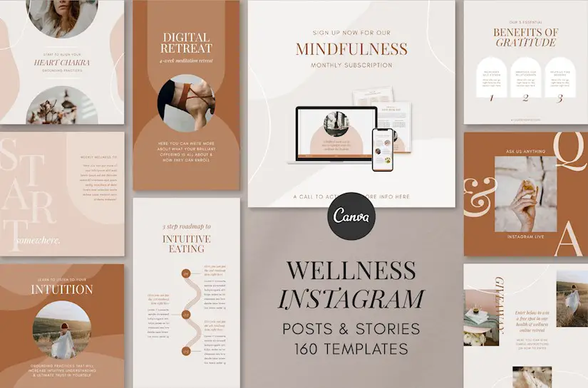 wellness instagram template kit