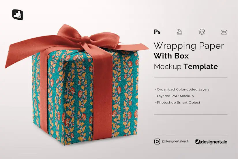 wrapping paper mockup with box image preview 1