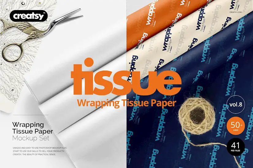 wrapping tissue paper mockup set