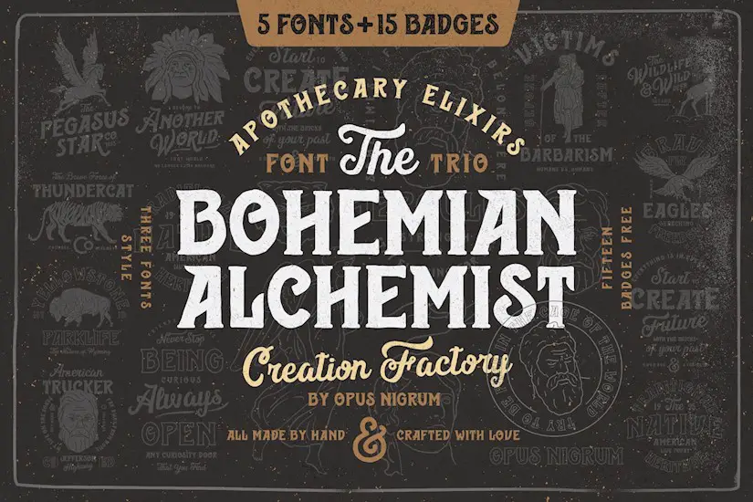 bohemian alchemist font and badges by opus nigrum 01