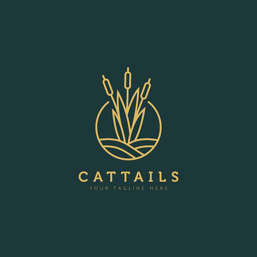 cattails plant above the water minimalist flat design logo illustration design