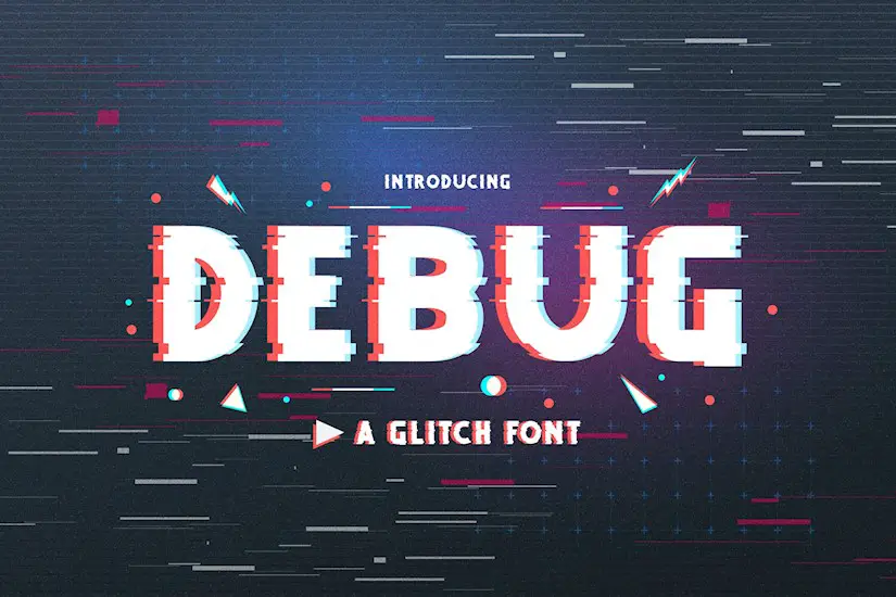 debug uppercase glitch font