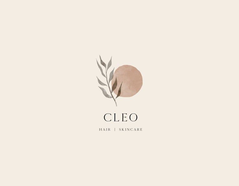 feminine logo minimalist logo leaf logo boho logo