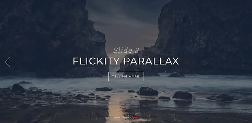 flickity hero slider with parallax background images
