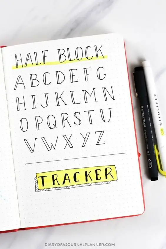 half block fonts bullet journal