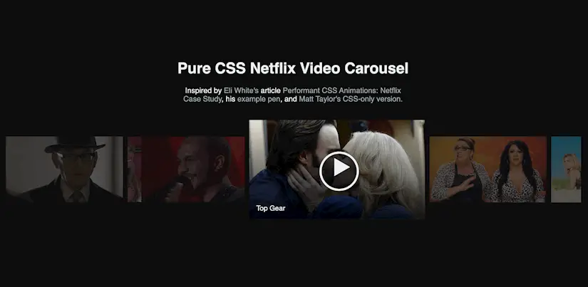 netflix style video carousel