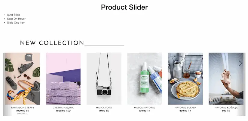 product slider
