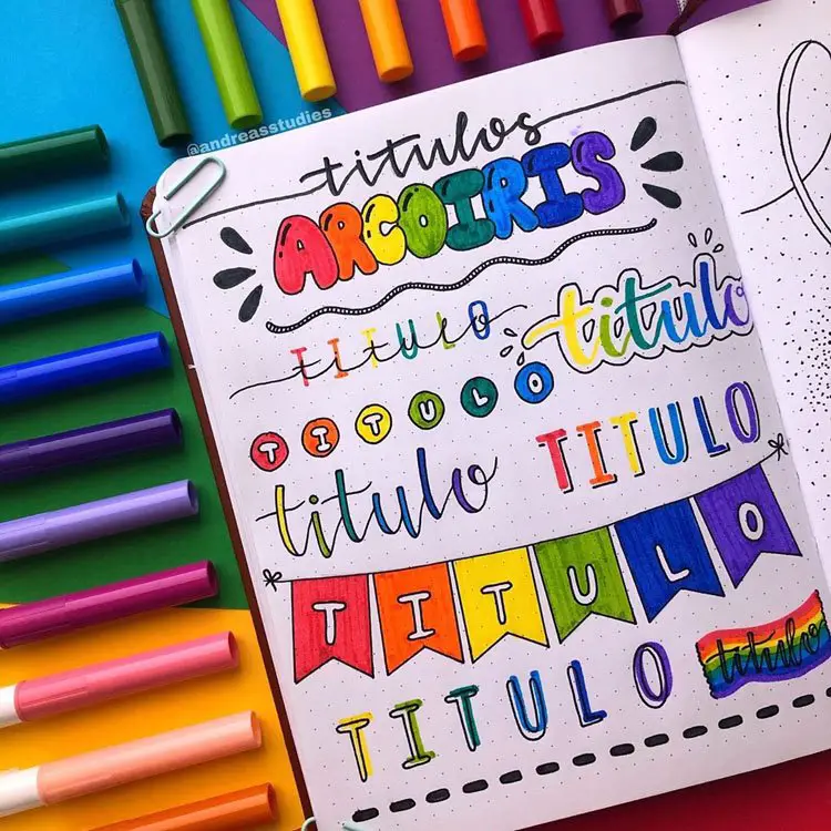 rainbow headers fonts bullet journal