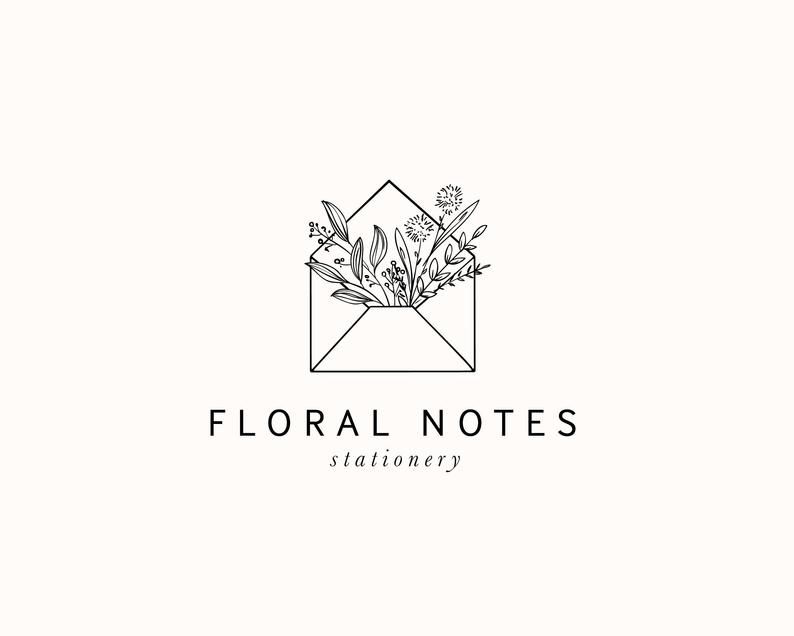 stationery logo premade logo stamp logo stationery design flower plant etsy