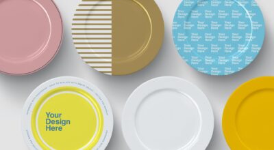 15 dinner plates mockup top view