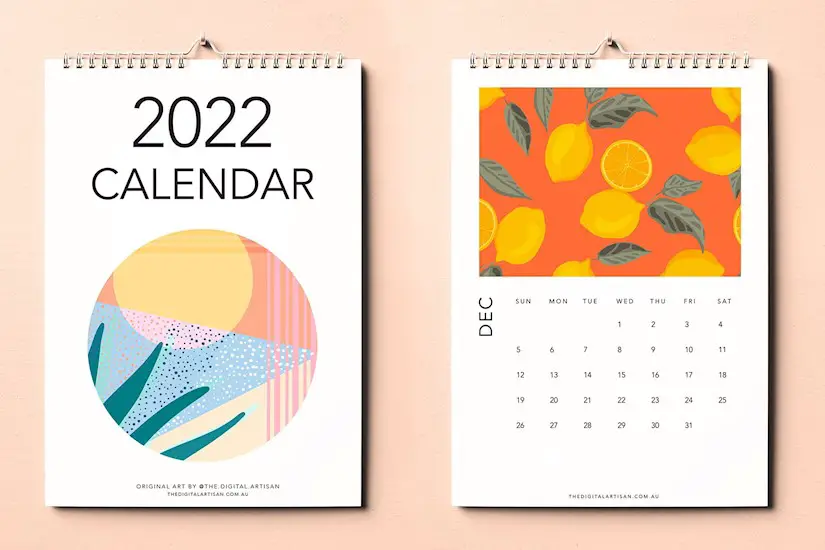 2022 calendar indesign template