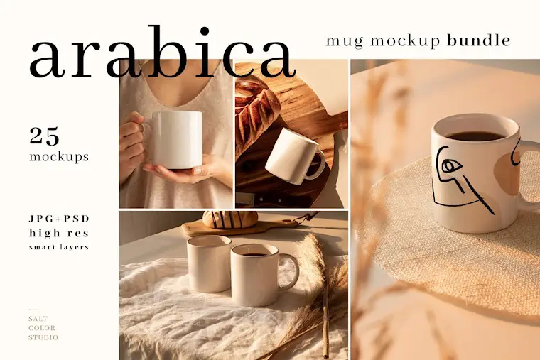 arabica mug mockup bundle