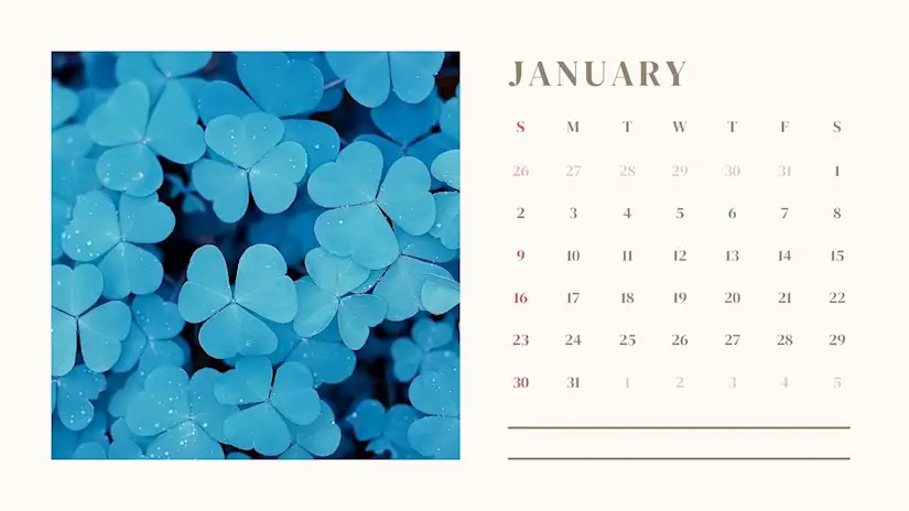 beidge modern january 2022 calendar