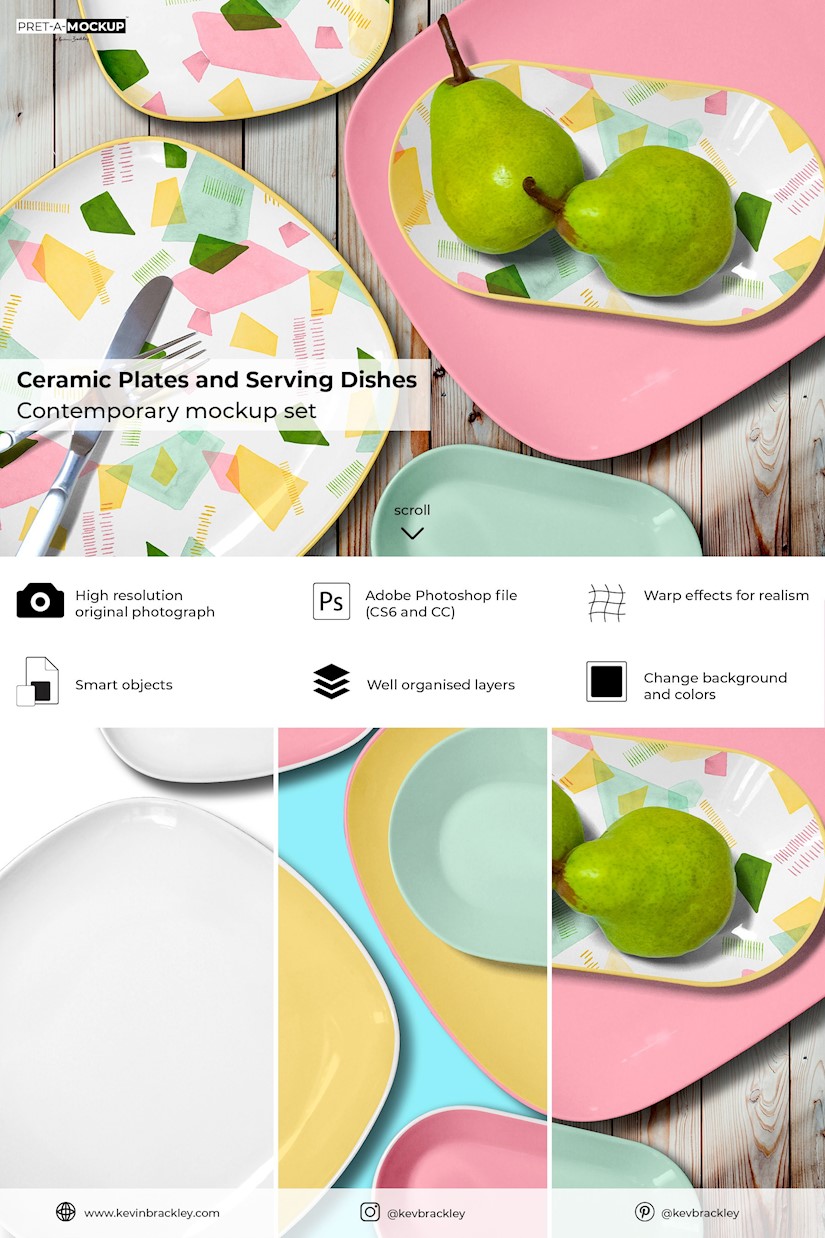 ceramic plates serving dishes mockup