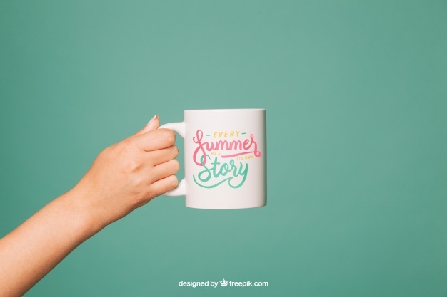 coffee mug mockup with arm